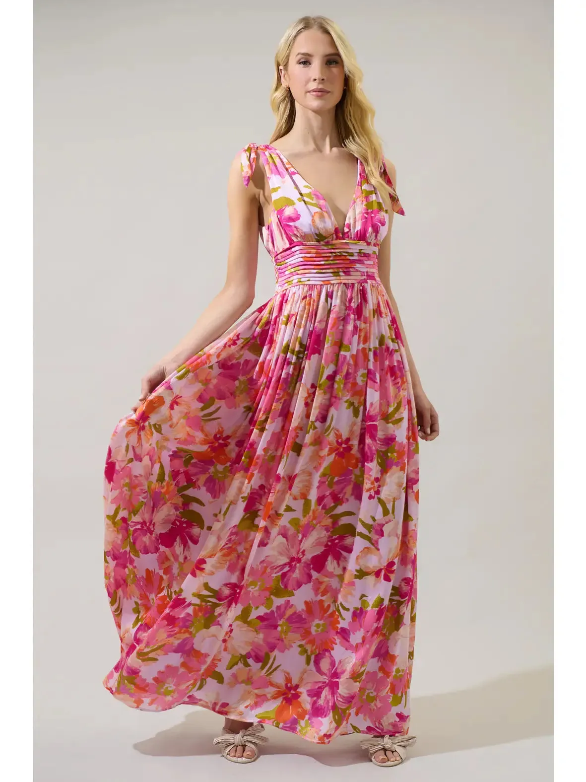 Abigal Floral Descanso Pleated Maxi Dress