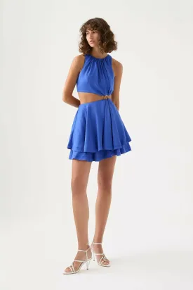 Aje Holt Cut Out Ring Mini Dress Marine Blue Size AU 8