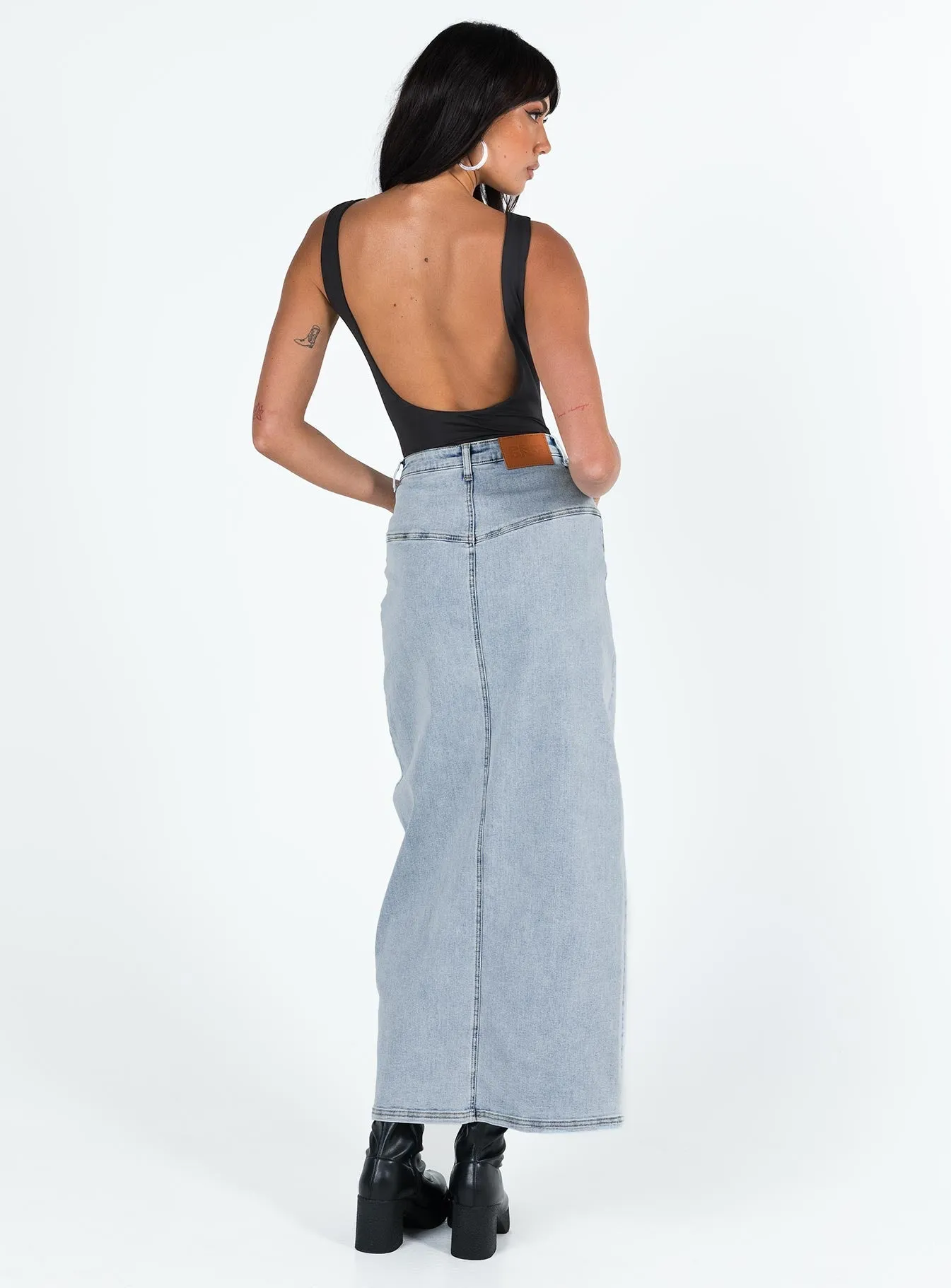 Batkins Maxi Skirt Light Wash Denim