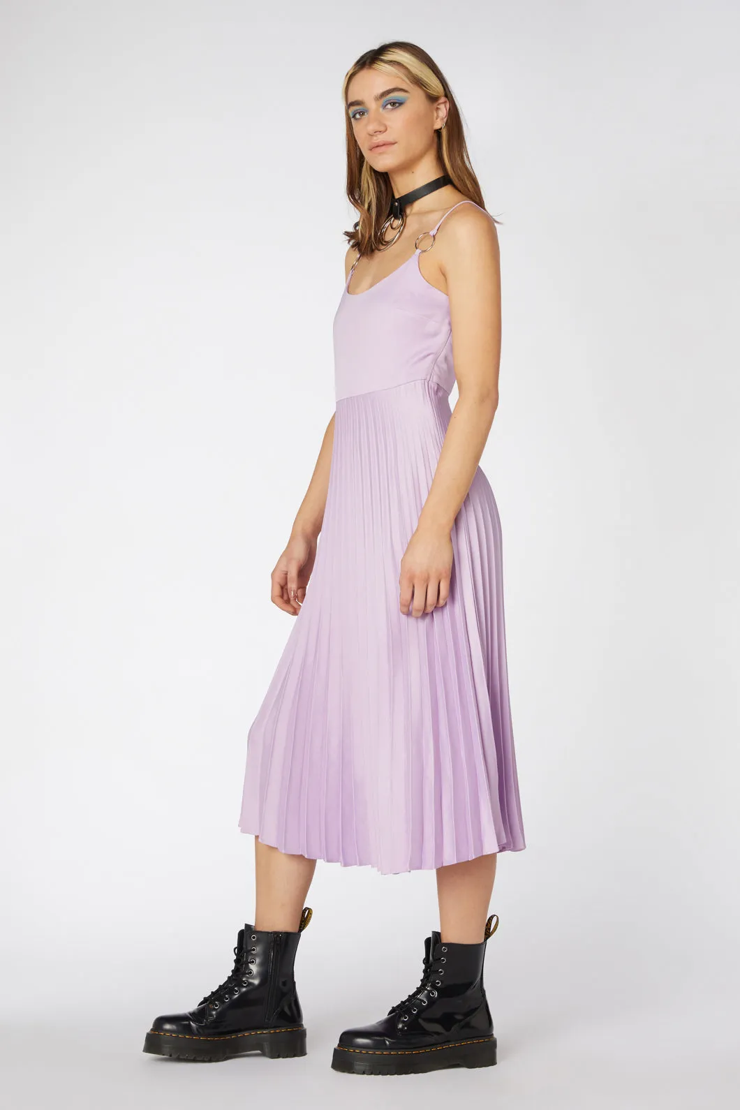 Bellis Satin Pleated Dress