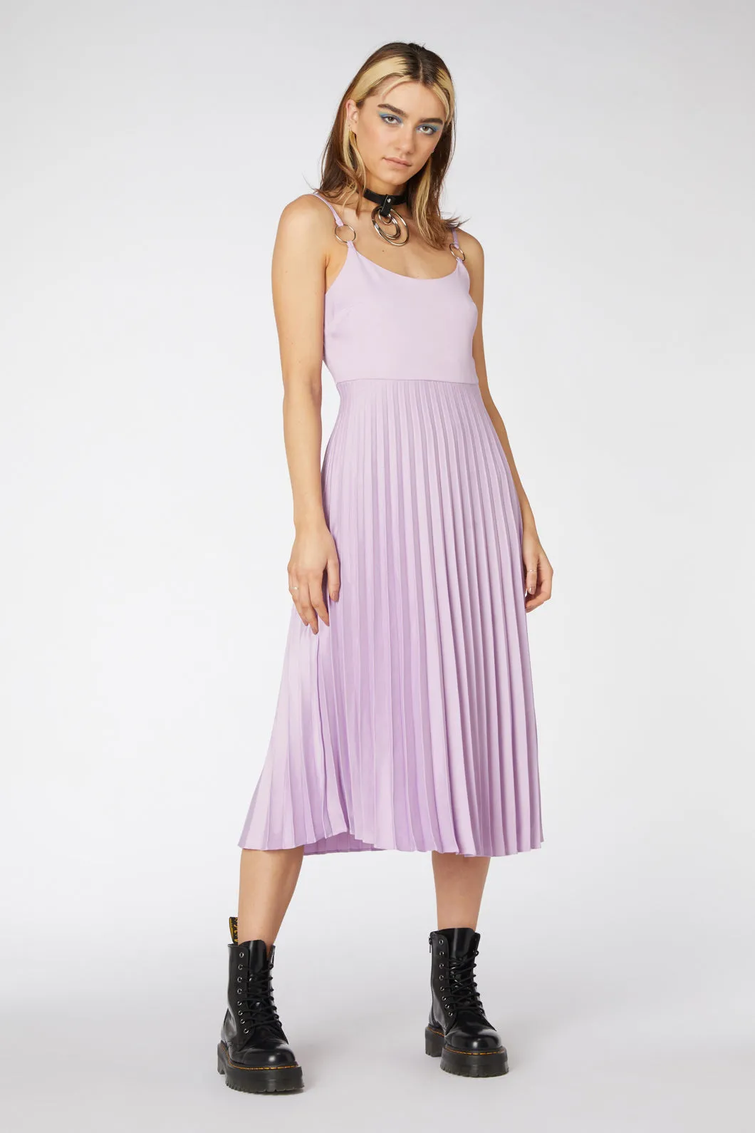 Bellis Satin Pleated Dress