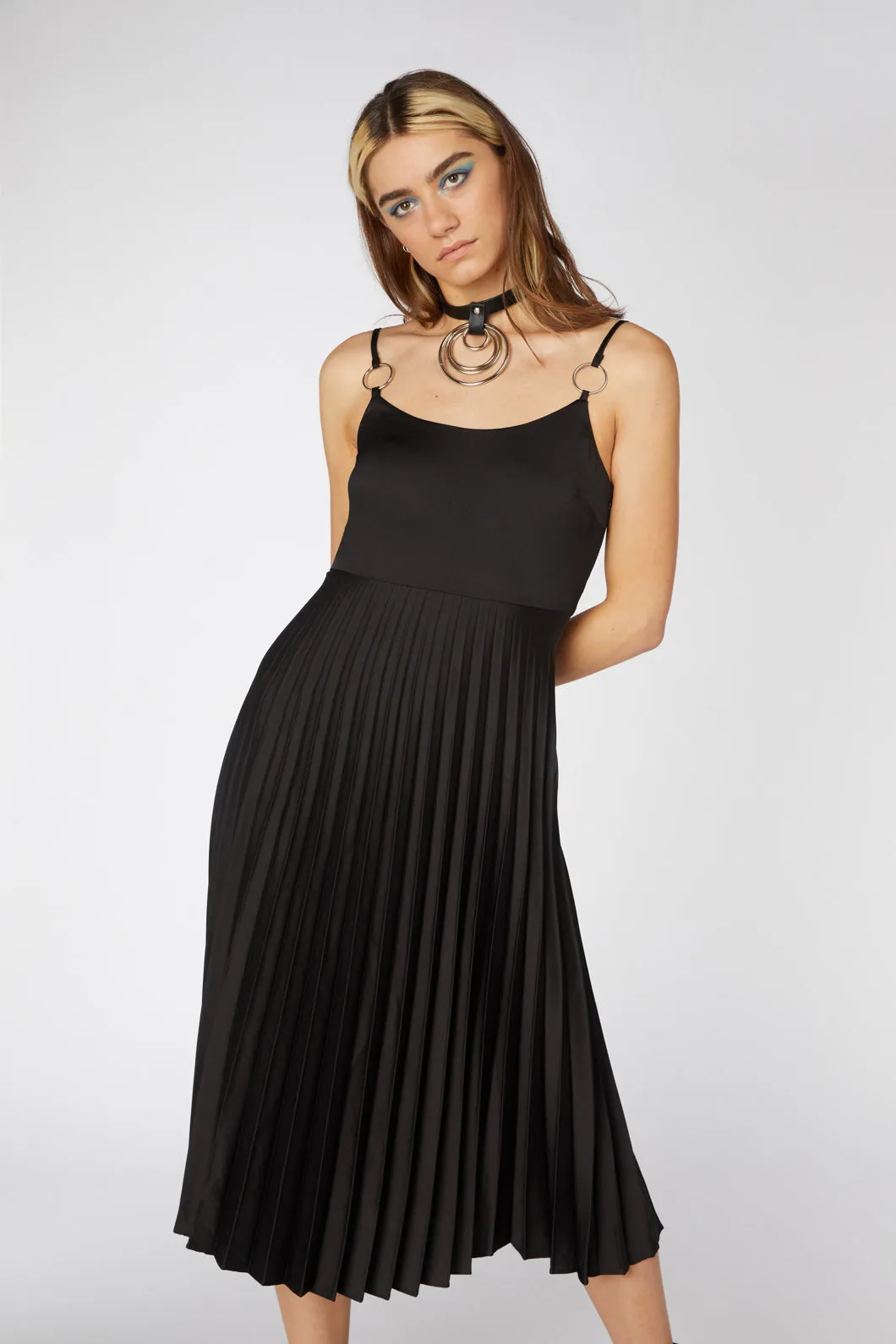 Bellis Satin Pleated Dress