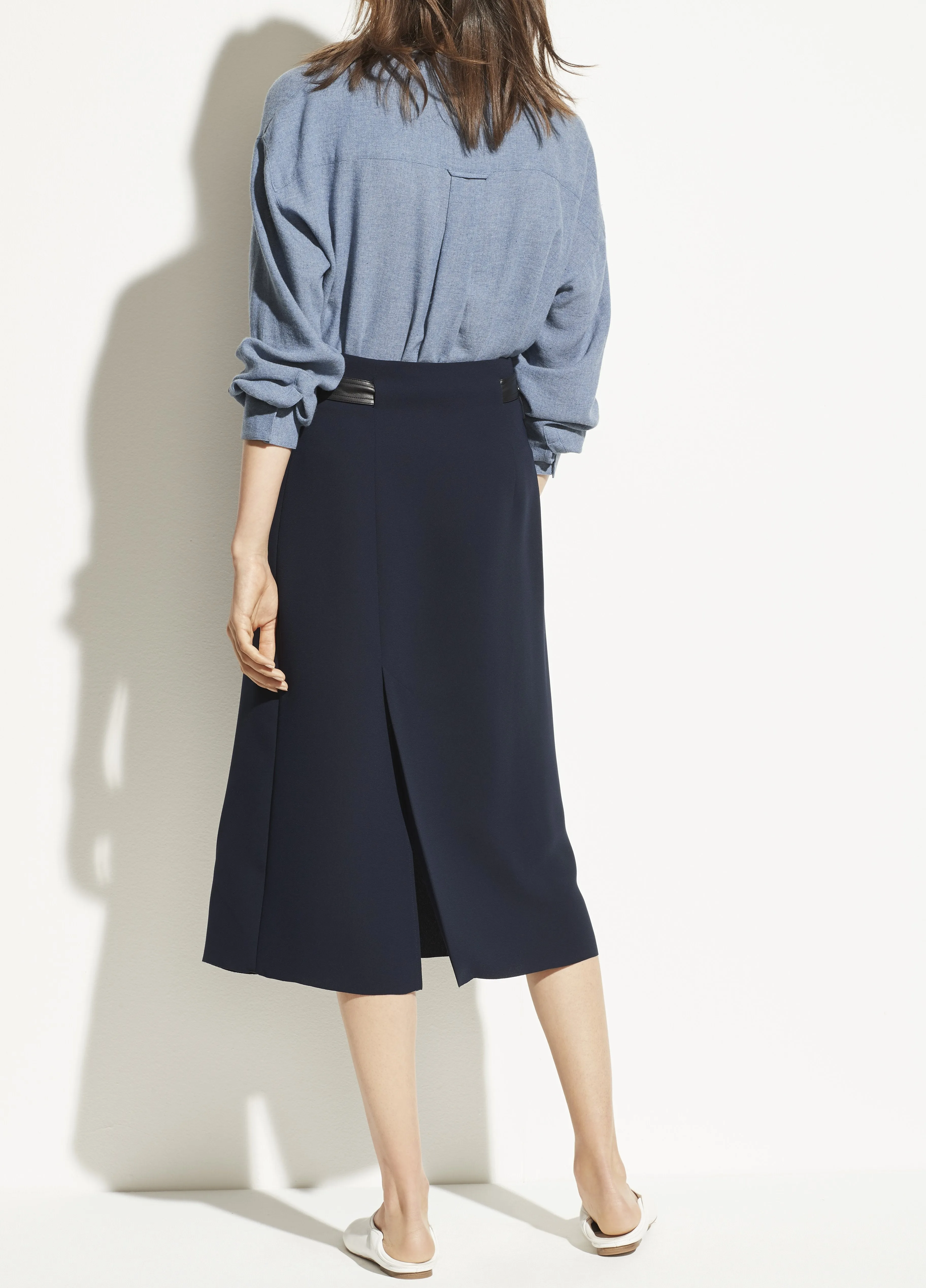 Belted Wrap Skirt in Marine