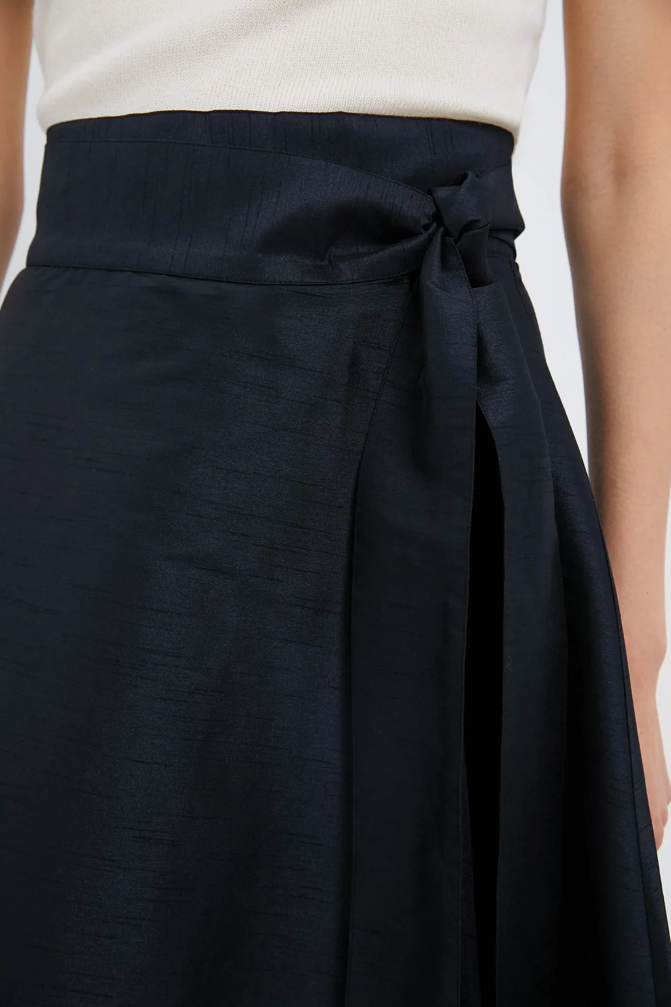 Black Helena Midi Wrap Skirt