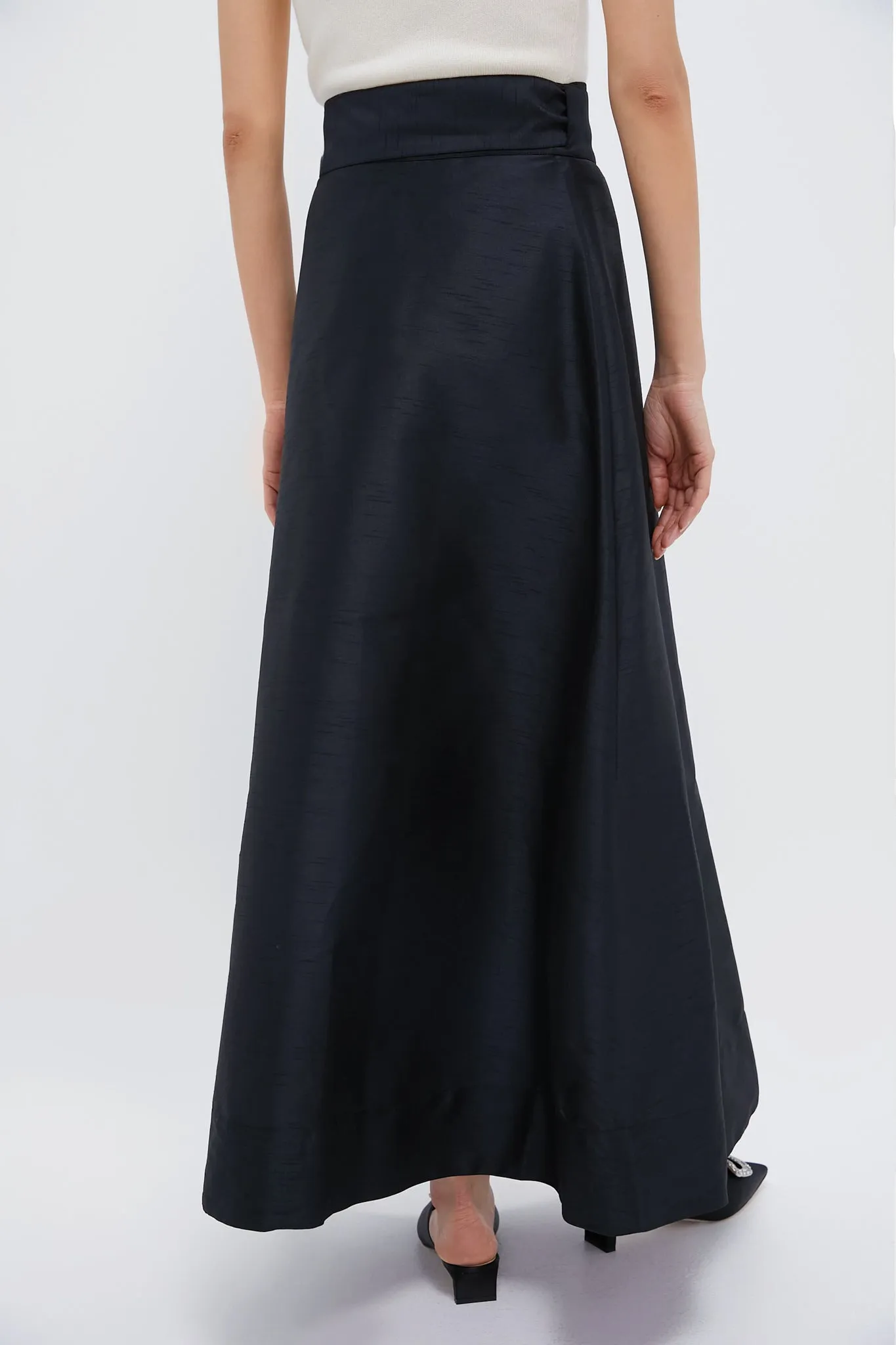 Black Helena Midi Wrap Skirt