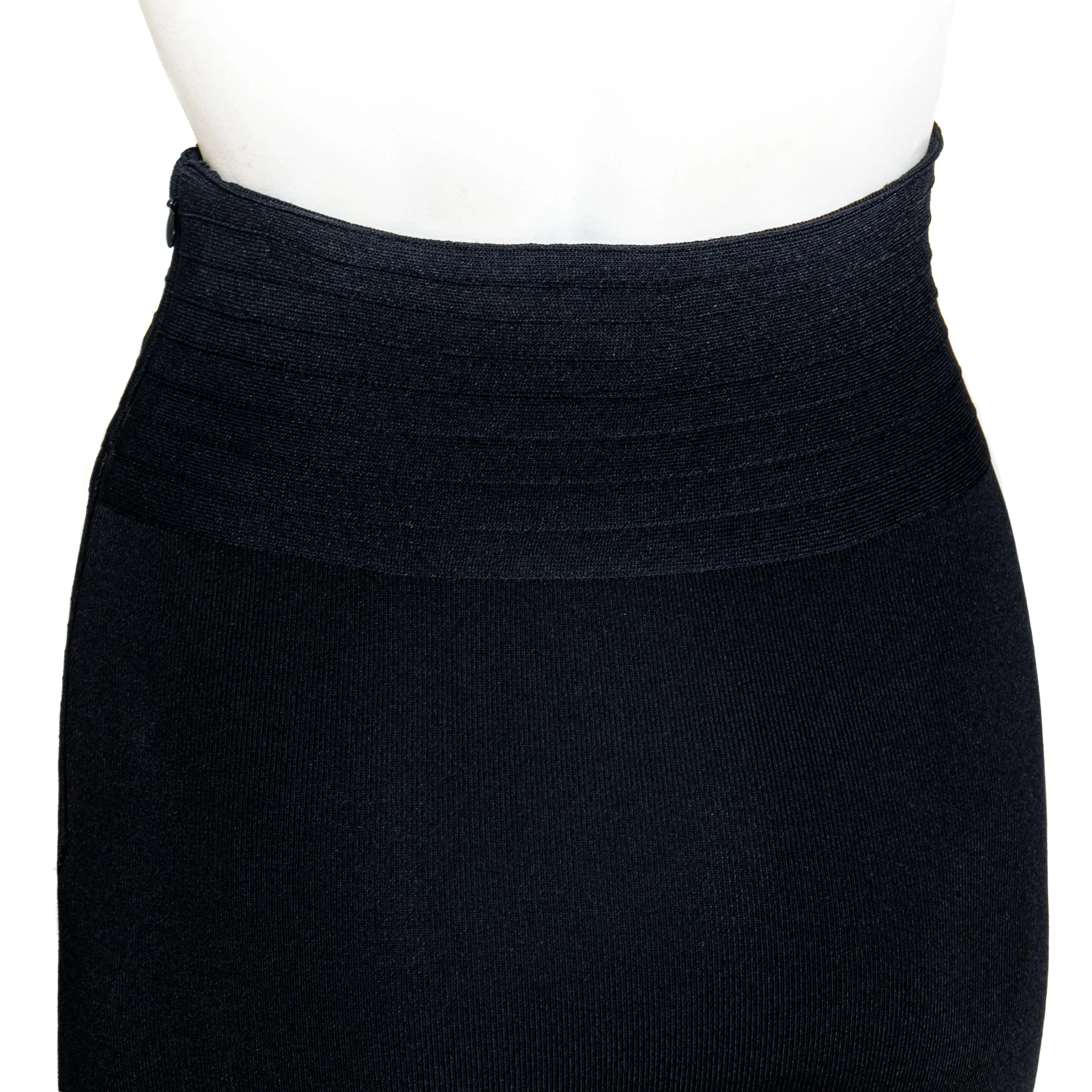 Black Viscose Bandage Pencil Skirt