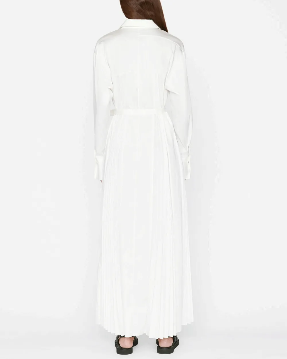 Blanc Pleated Maxi Shirt Dress