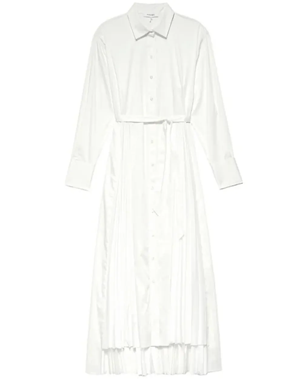 Blanc Pleated Maxi Shirt Dress