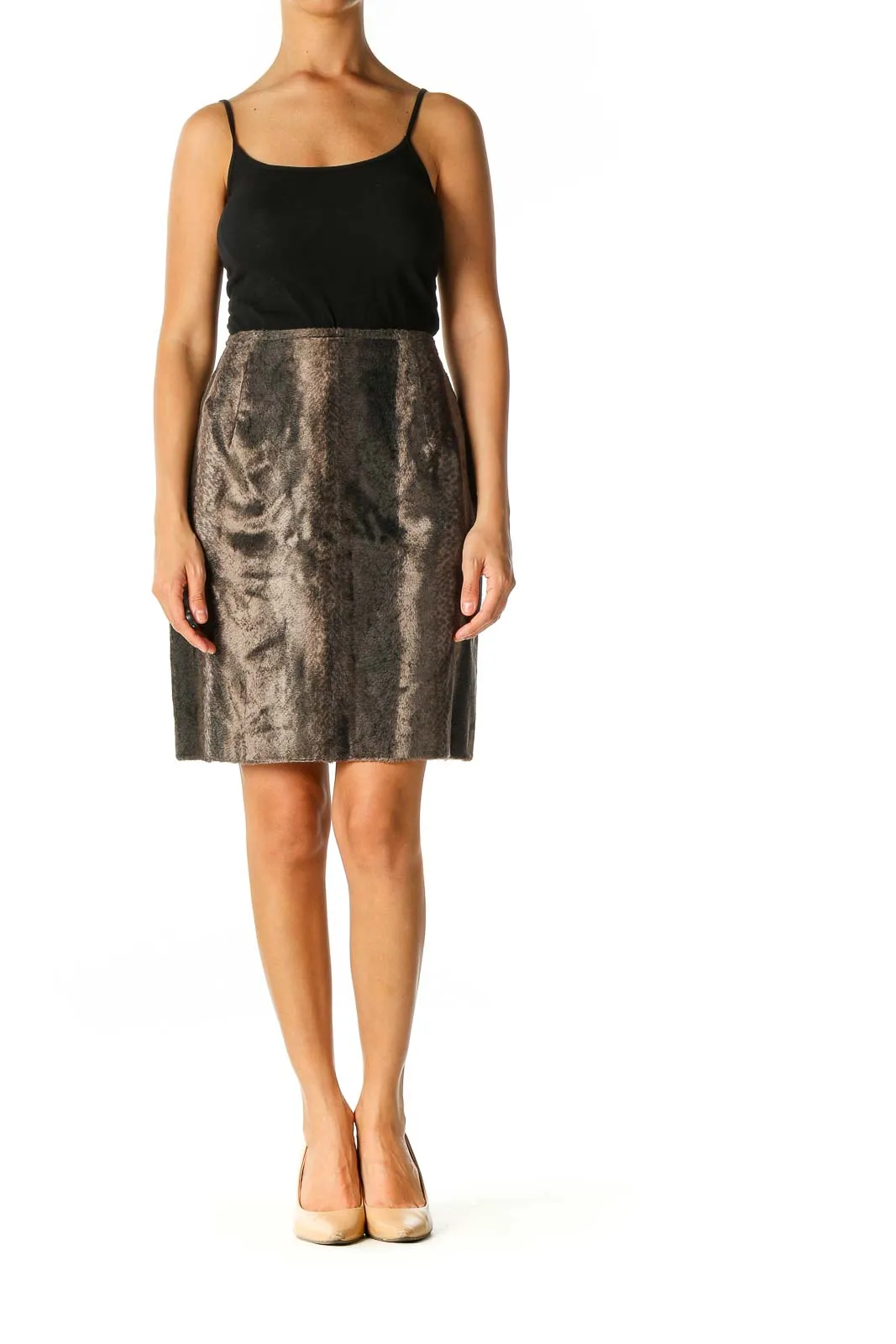 Brown Animal Print Retro A-Line Skirt