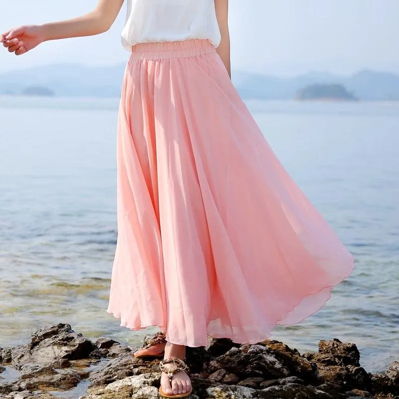 Casual Solid Ankle-length Natural Women Skirts