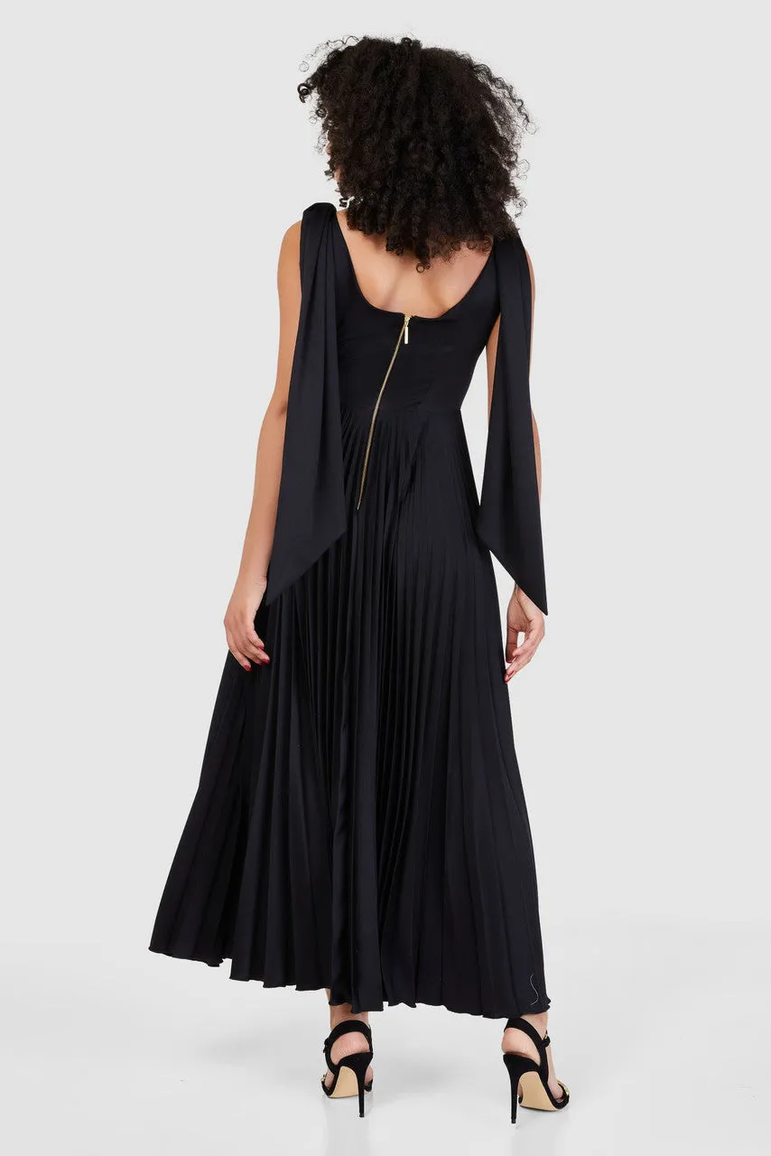 Catherine Draped Neck Maxi Dress (Black)