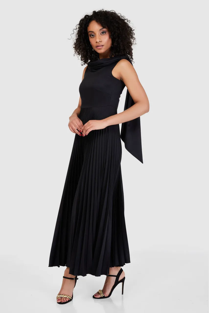 Catherine Draped Neck Maxi Dress (Black)