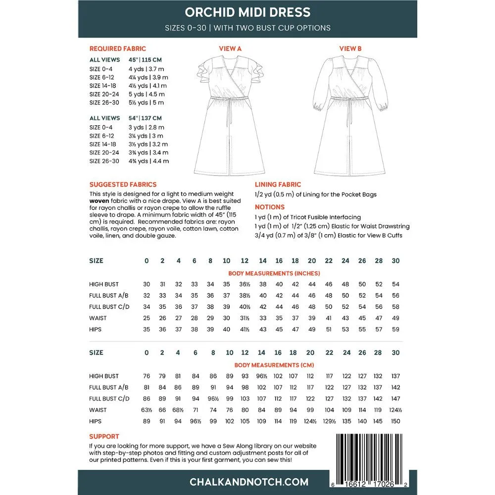 Chalk & Notch Orchid Midi Dress Pattern