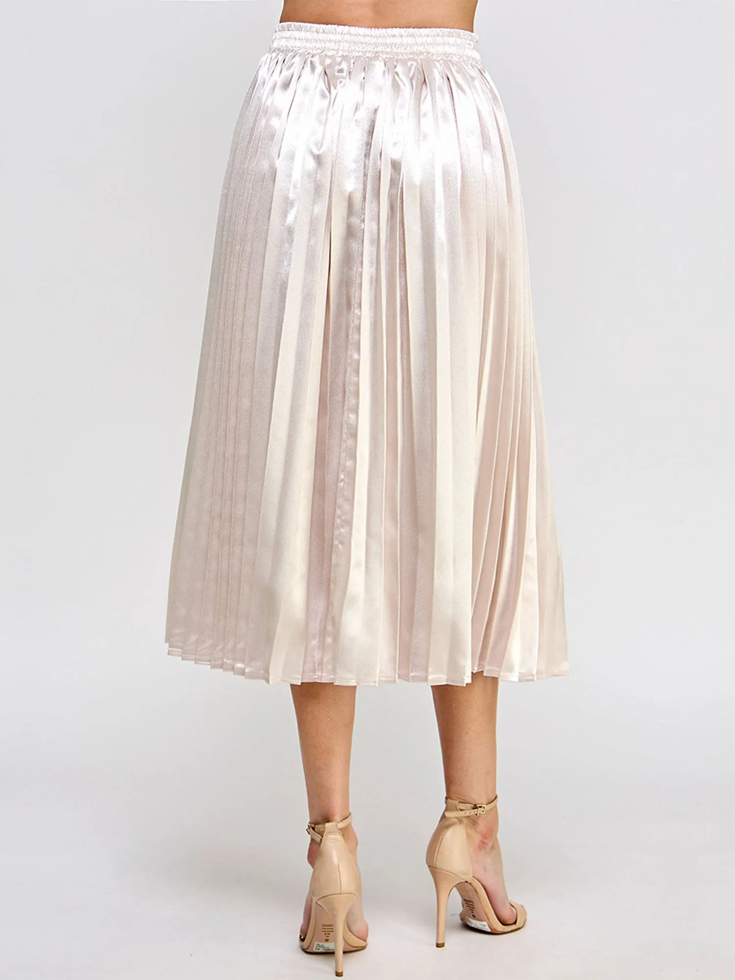 Chic Metallic Pleated Midi Skirt