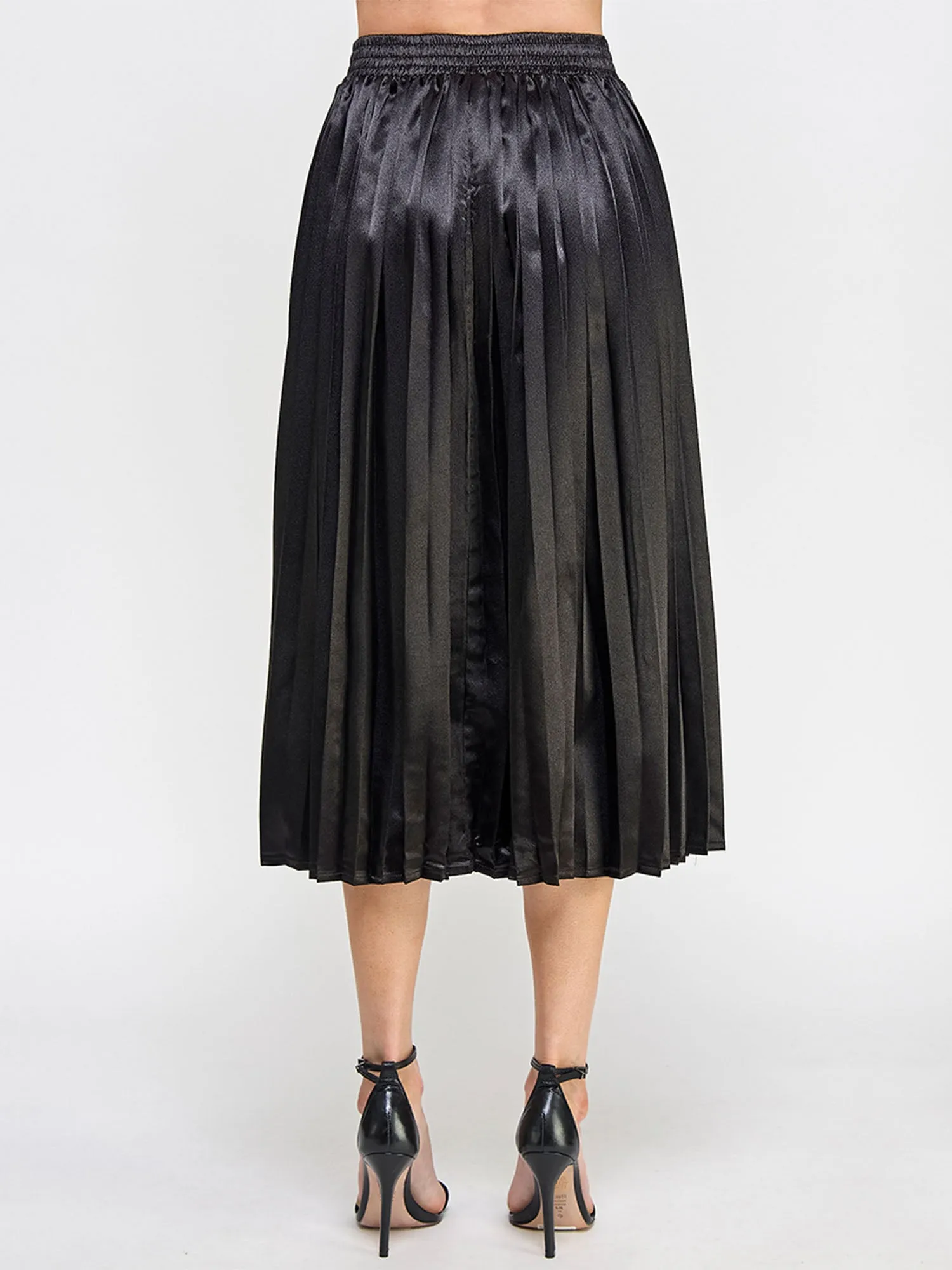 Chic Metallic Pleated Midi Skirt