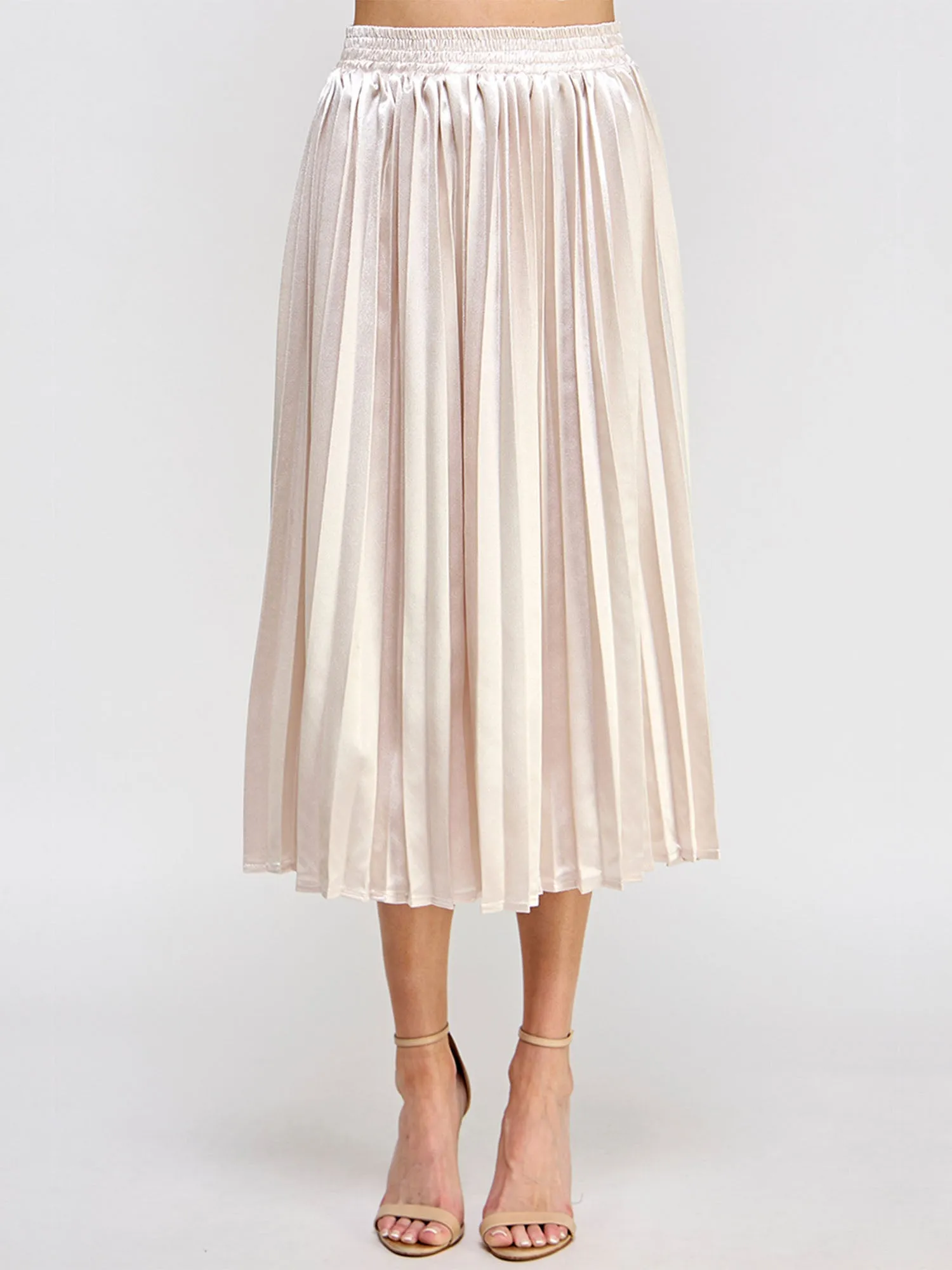 Chic Metallic Pleated Midi Skirt