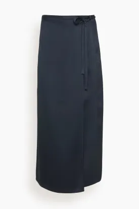 Chic Shining Satin Sarong Skirt in Notte