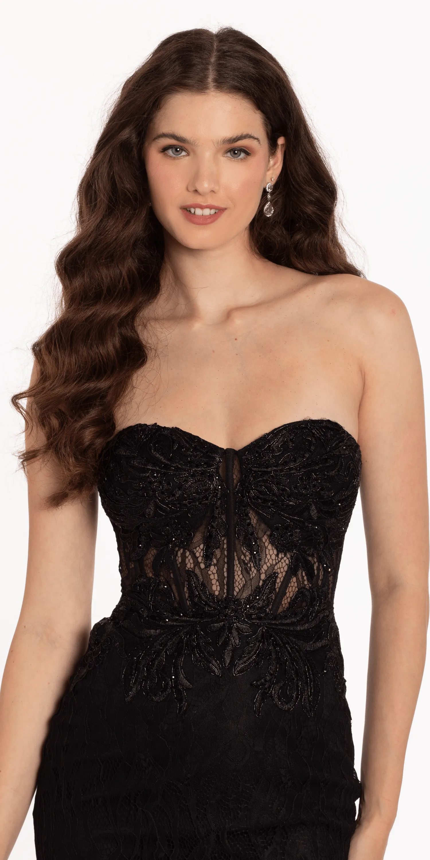 Corset Lace Up Back Bodycon Dress with Embellished Bodice