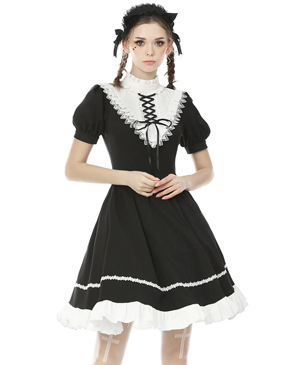 Dark In Love Rebel Princess Gothic Lolita Doll Dress - Black & White