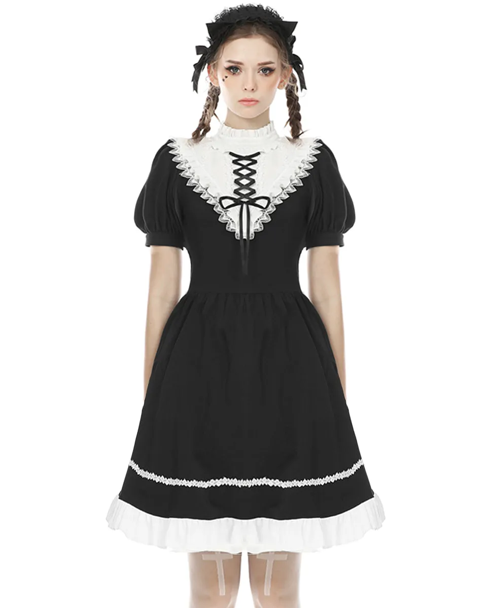 Dark In Love Rebel Princess Gothic Lolita Doll Dress - Black & White