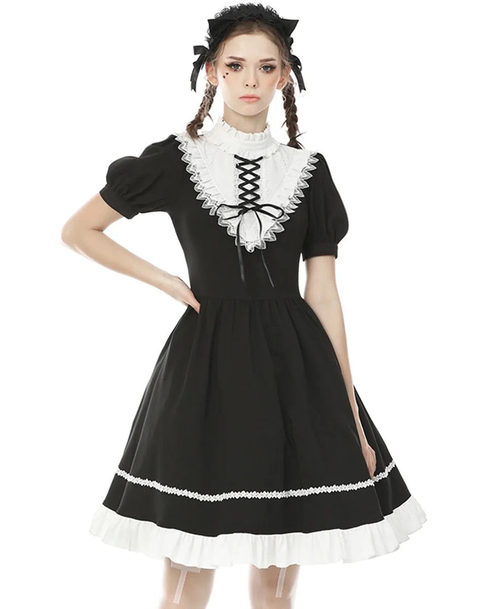 Dark In Love Rebel Princess Gothic Lolita Doll Dress - Black & White