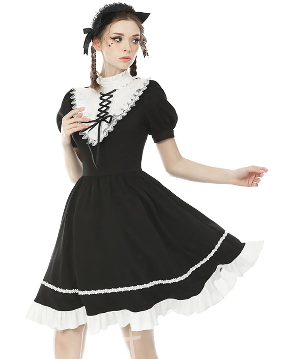 Dark In Love Rebel Princess Gothic Lolita Doll Dress - Black & White