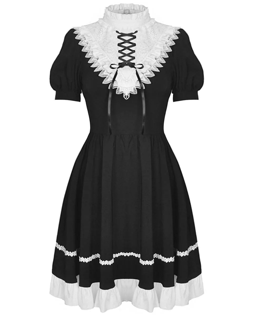 Dark In Love Rebel Princess Gothic Lolita Doll Dress - Black & White