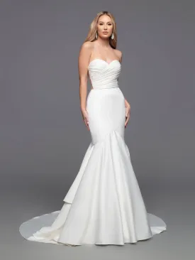 Davinci Bridal 50808 Long fitted Strapless satin mermaid wedding dress ruffle sheer Gown