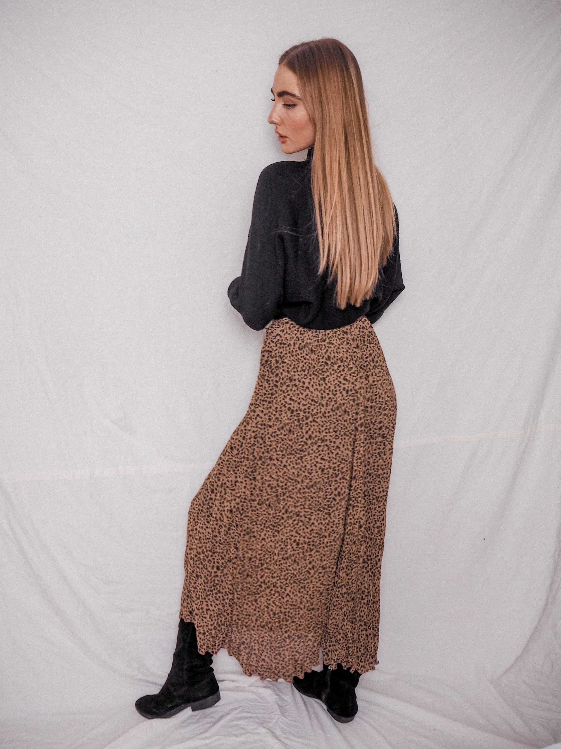 Demi Pleated Midi Skirt / Animal