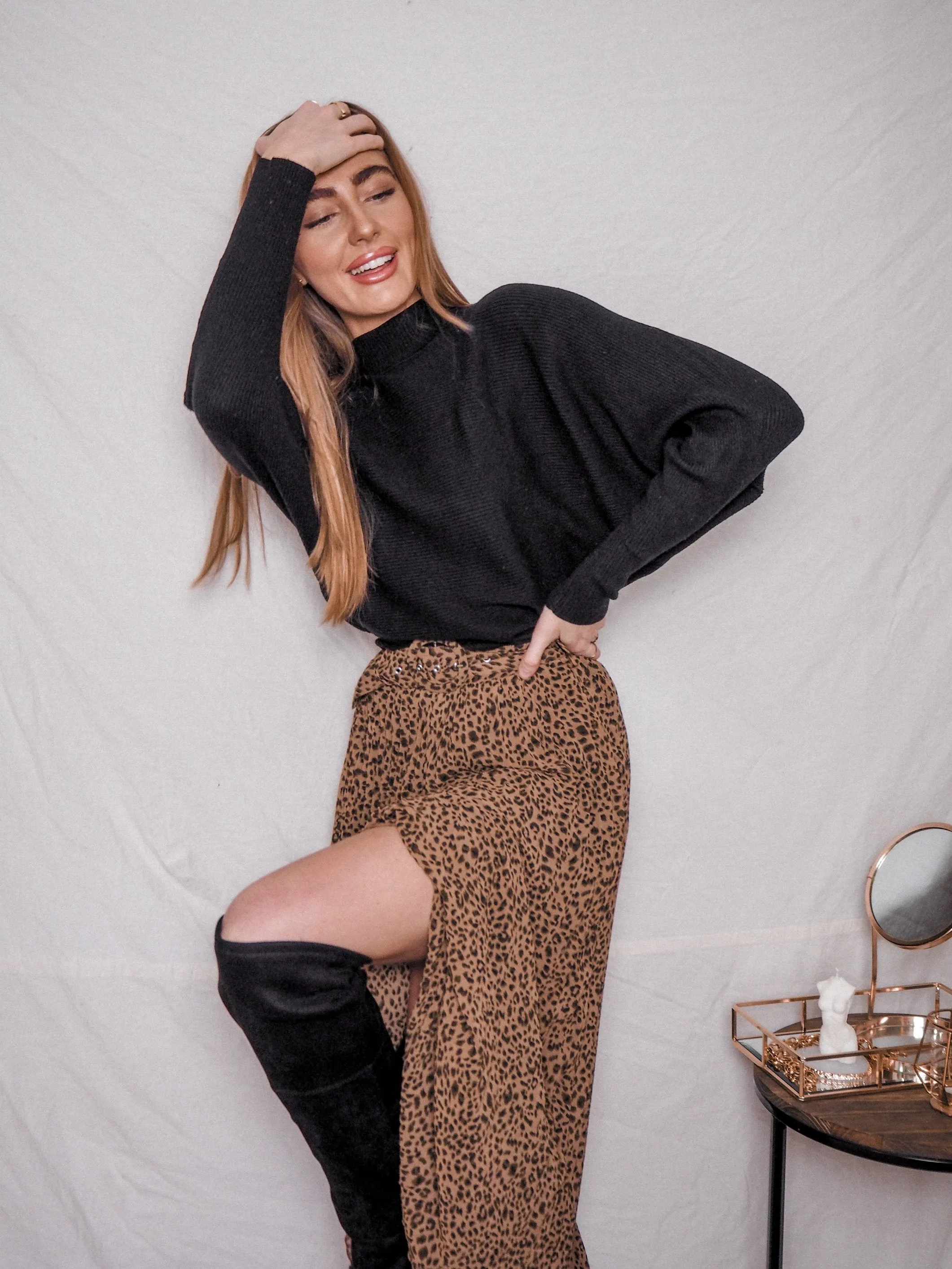 Demi Pleated Midi Skirt / Animal