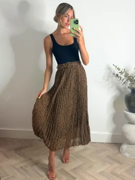 Demi Pleated Midi Skirt / Animal