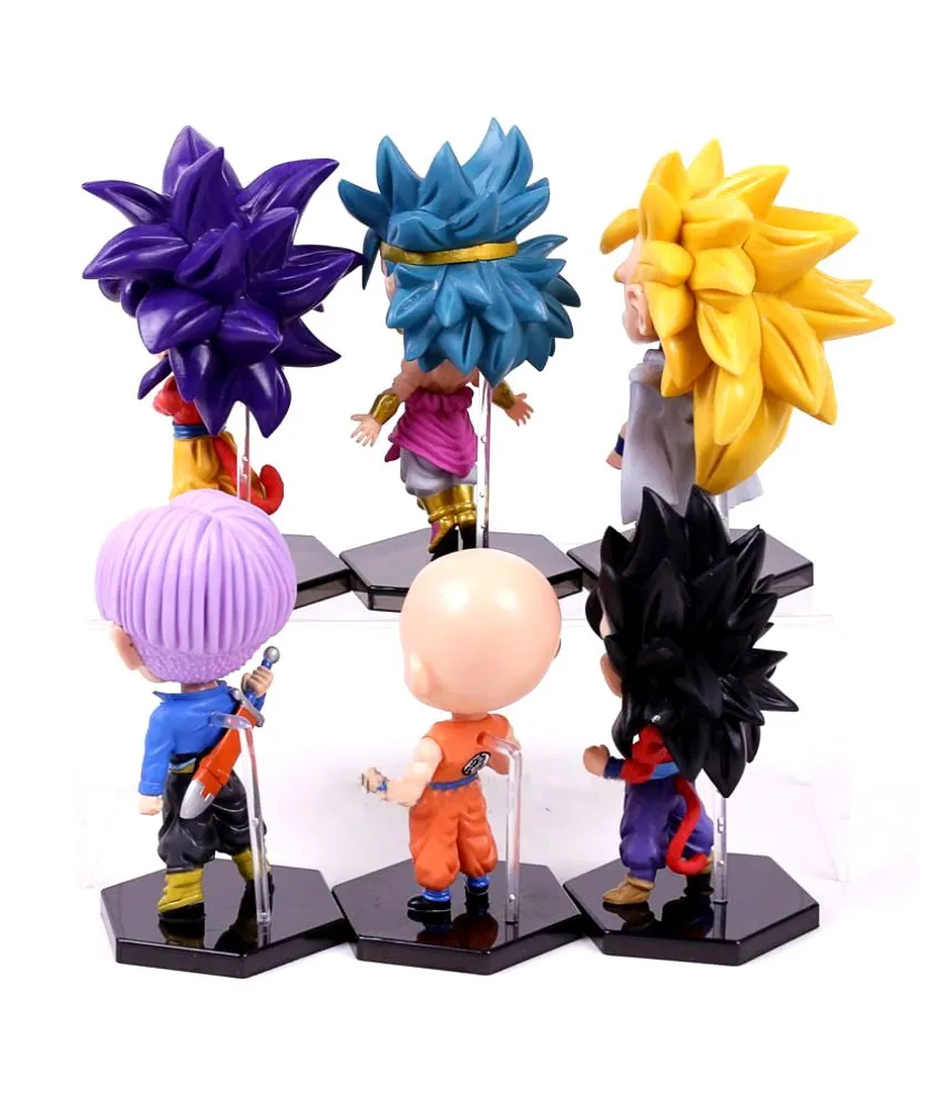 Dragon Ball Z | Set Of 6 Action Figures  Gohan, Krillin, Broly, Gogeta, Goku SS4, Trunks | 13 Cm |