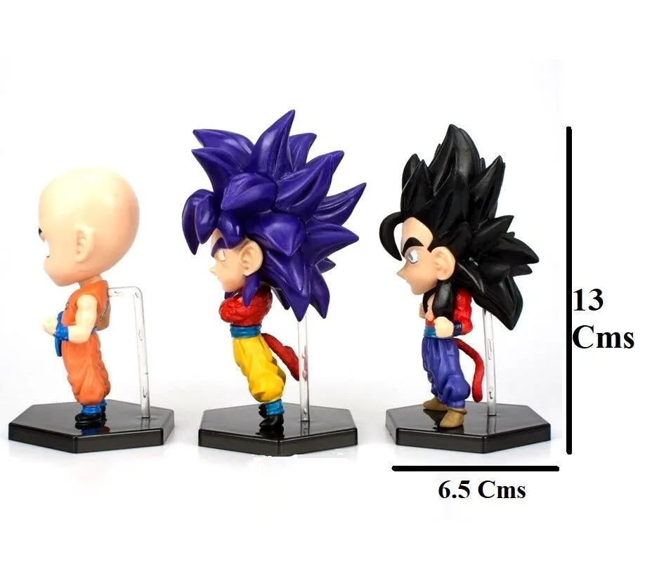 Dragon Ball Z | Set Of 6 Action Figures  Gohan, Krillin, Broly, Gogeta, Goku SS4, Trunks | 13 Cm |