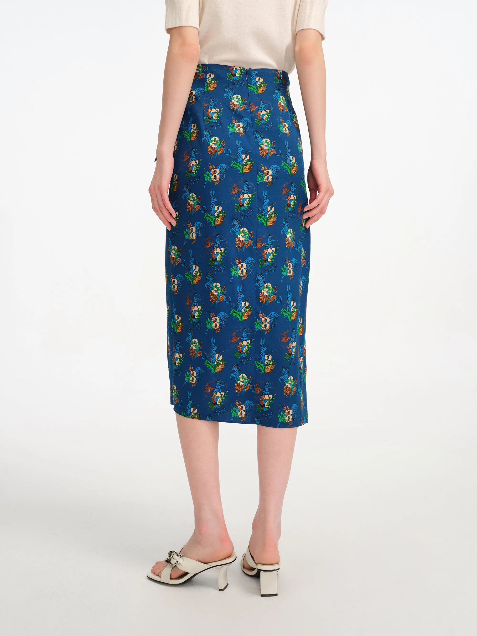 EP YAYING Flora Print Midi Wrap Skirt