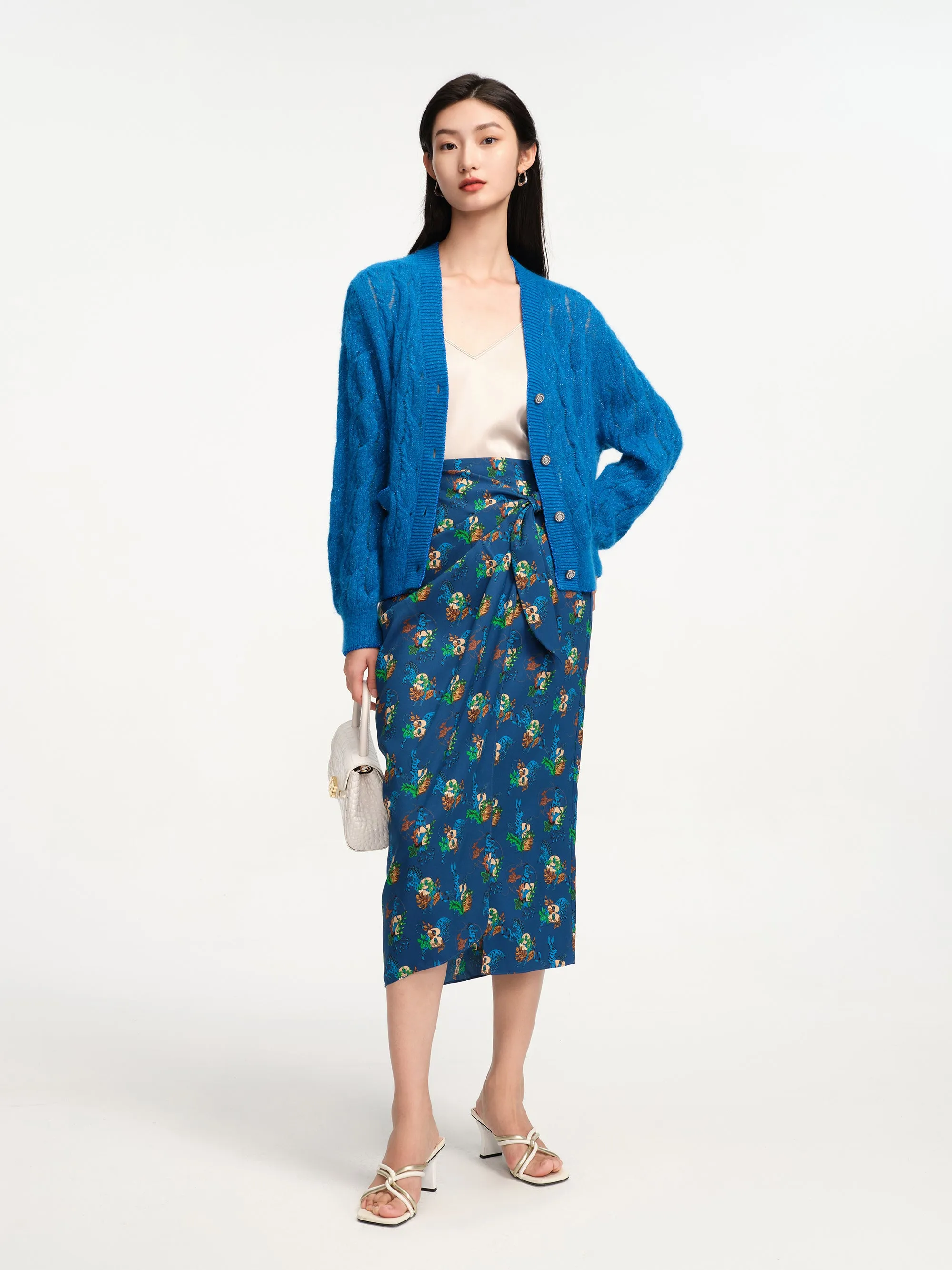 EP YAYING Flora Print Midi Wrap Skirt