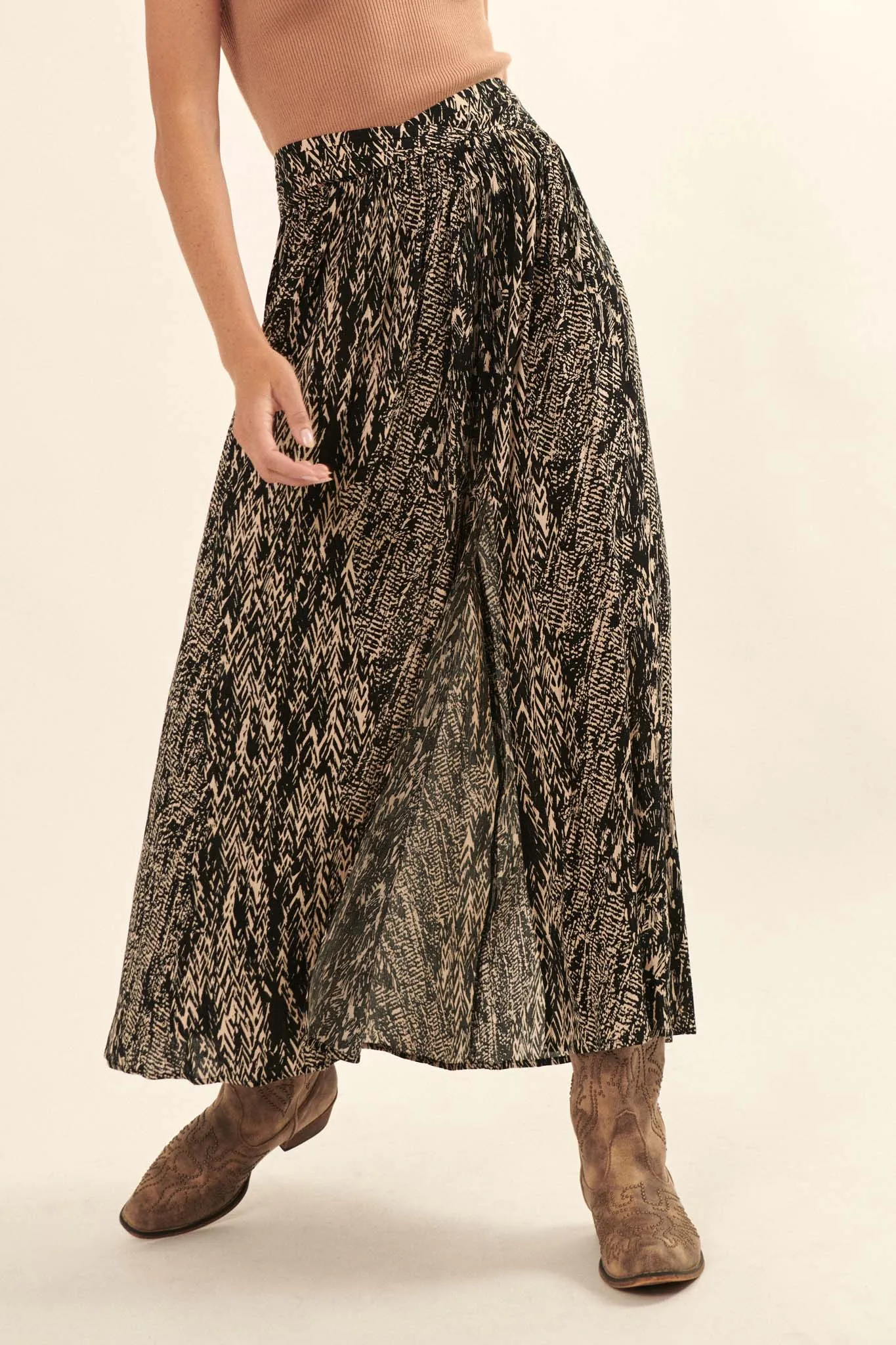 Faraway Homeland Abstract-Print Maxi Skirt