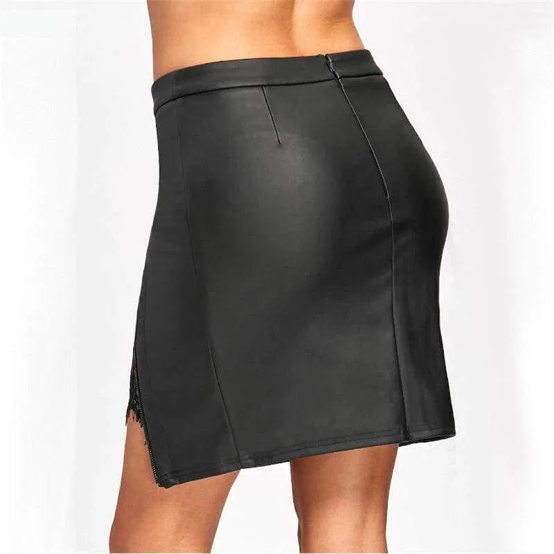 FashionSierra - Women Formal Lace Leather High Waist Short Skirt OL Ladies Summer Casual Bodycon Slim Mini Skirt Pencil Sundress