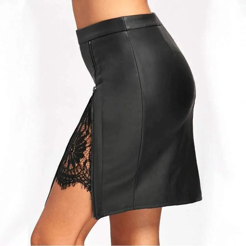 FashionSierra - Women Formal Lace Leather High Waist Short Skirt OL Ladies Summer Casual Bodycon Slim Mini Skirt Pencil Sundress