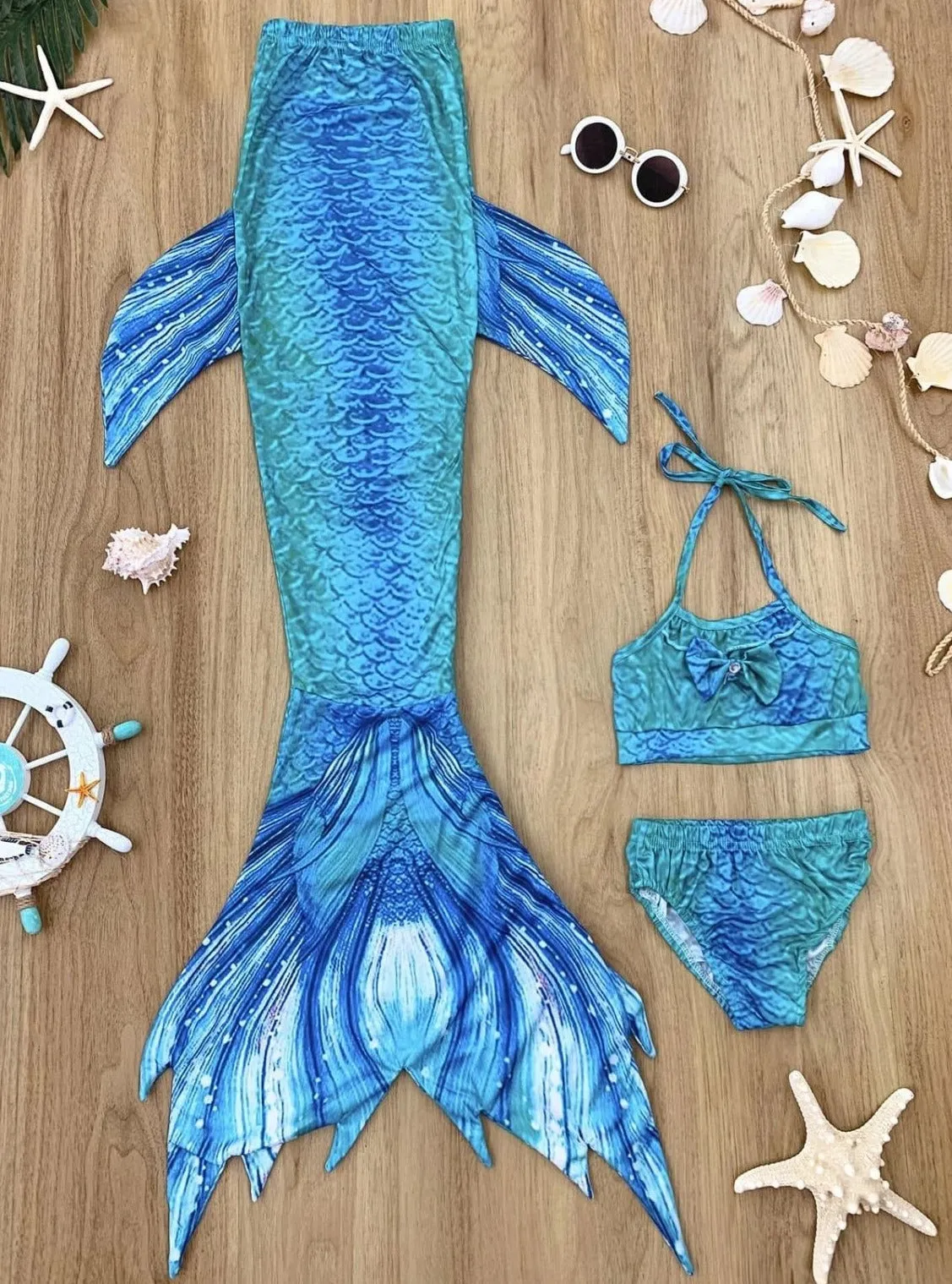 Fin-tastic Mermaid Three Piece Swimsuit Set