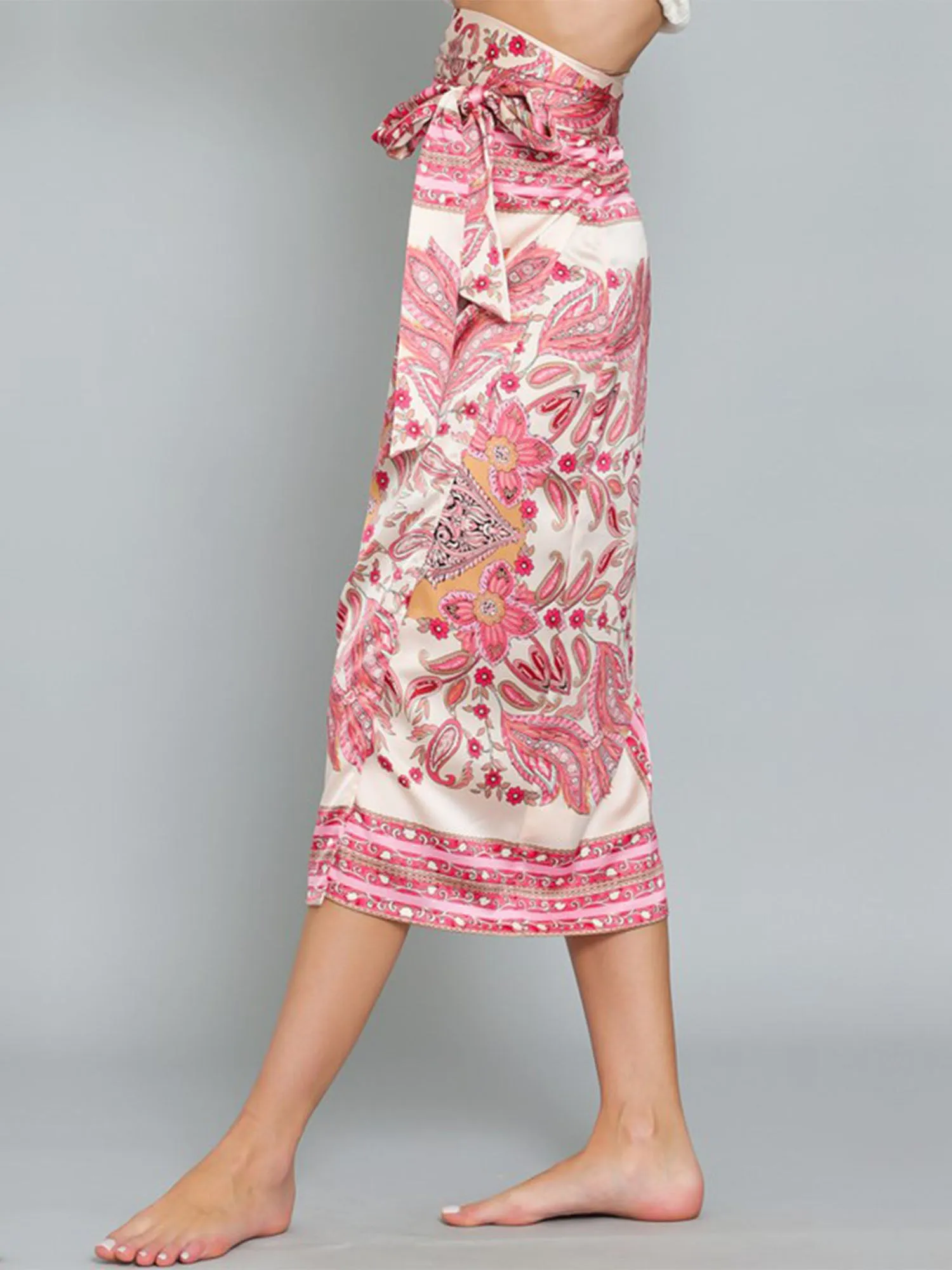 Floral Paisley Print Skirt - Aakaa