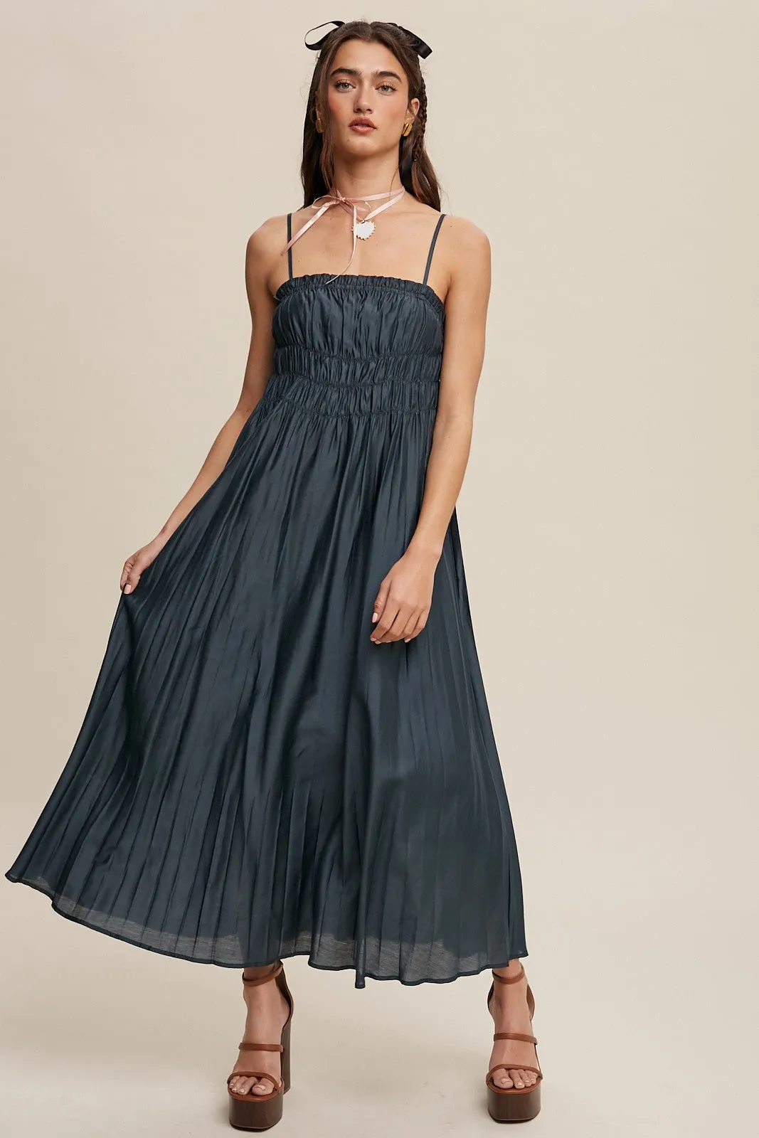 Flowy Pleated Maxi Dress