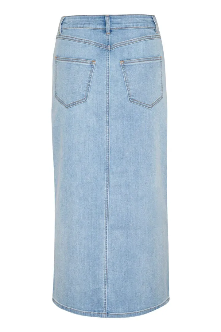 FRONT SLIT LIGHT DENIM SKIRT