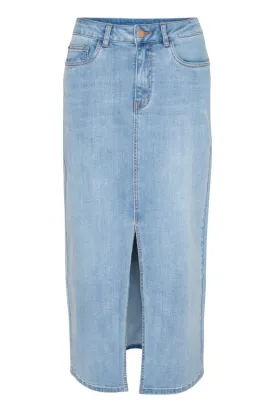 FRONT SLIT LIGHT DENIM SKIRT