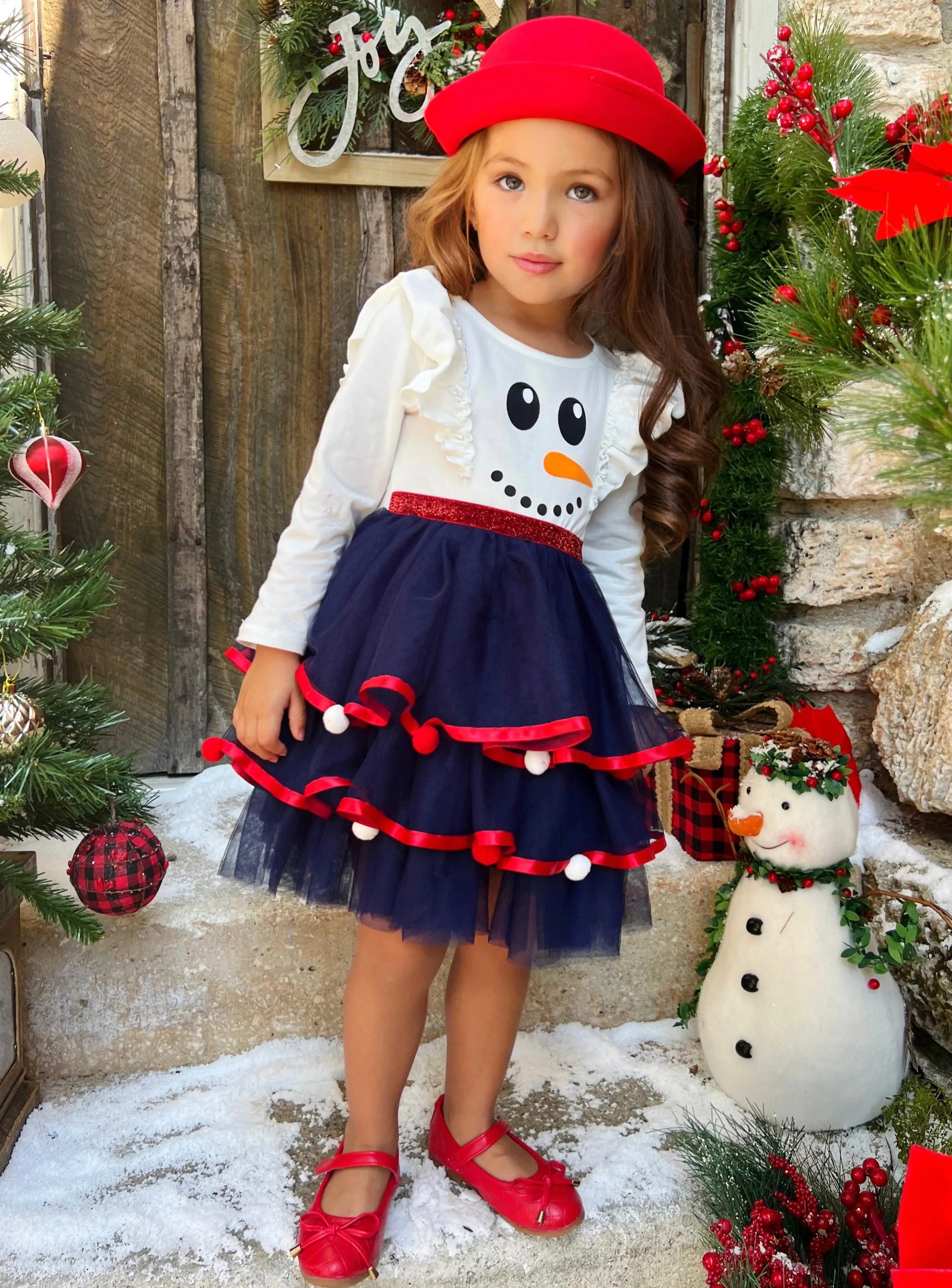 Frosty Fashion Snowman Ruffle Tutu Dress