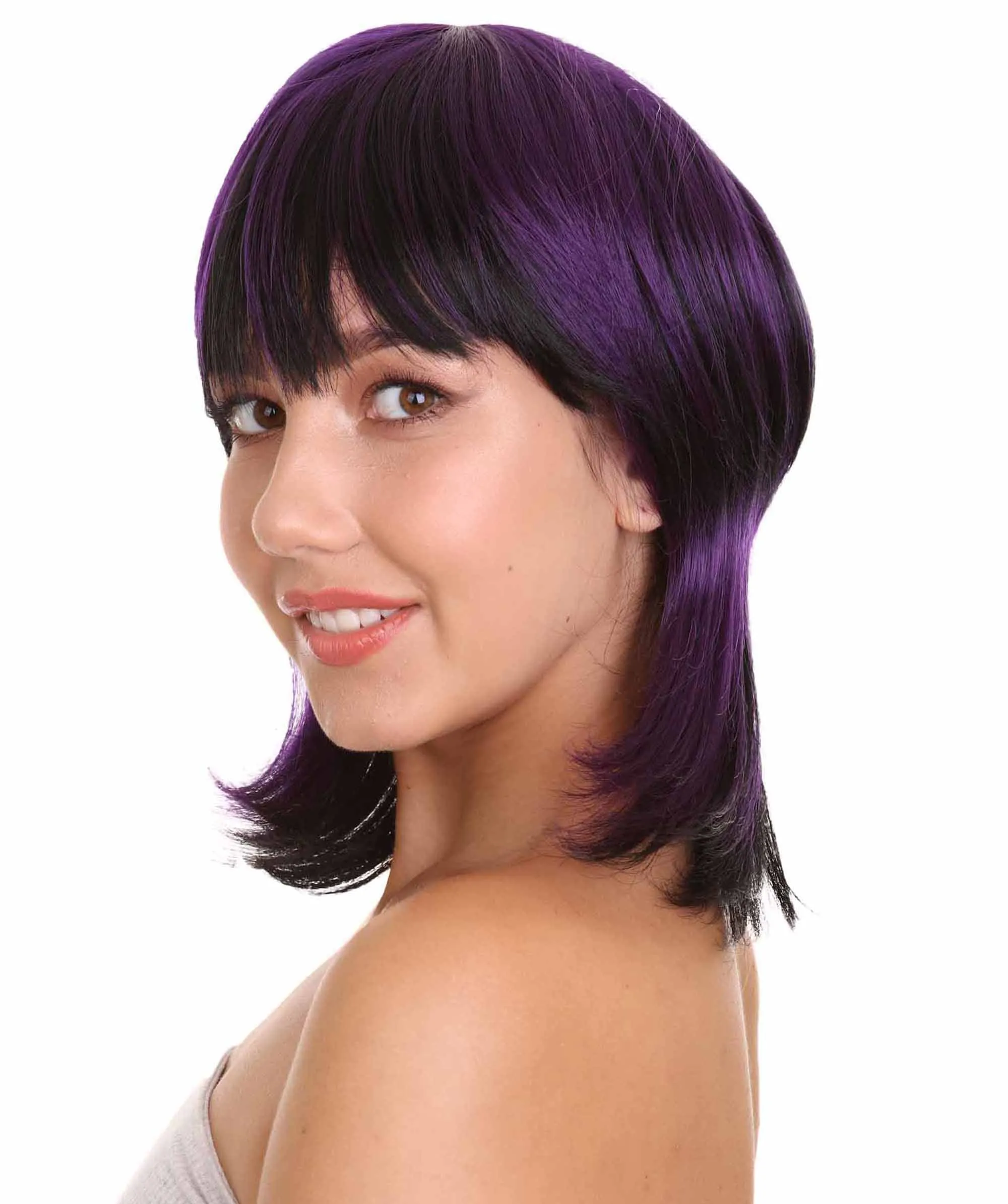 Ghost of the Shell | Black & Purple Cosplay Wig | Premium Breathable Capless Cap