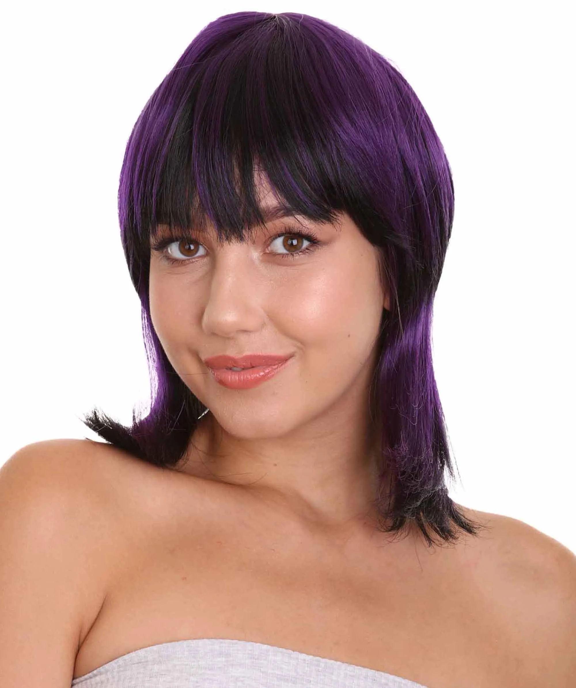 Ghost of the Shell | Black & Purple Cosplay Wig | Premium Breathable Capless Cap