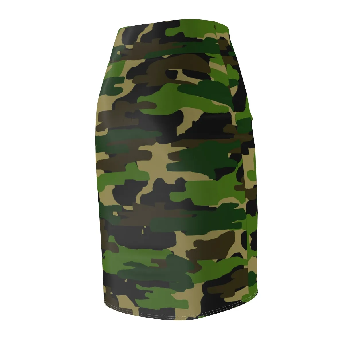 Green Camo Pencil Skirt, Best Camouflage Military Army Print Women's Pencil Skirt-Made in USA (Size XS-2XL)