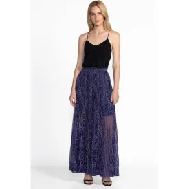 Johnny Was Montee Pleated Maxi Skirt in Electric Blue