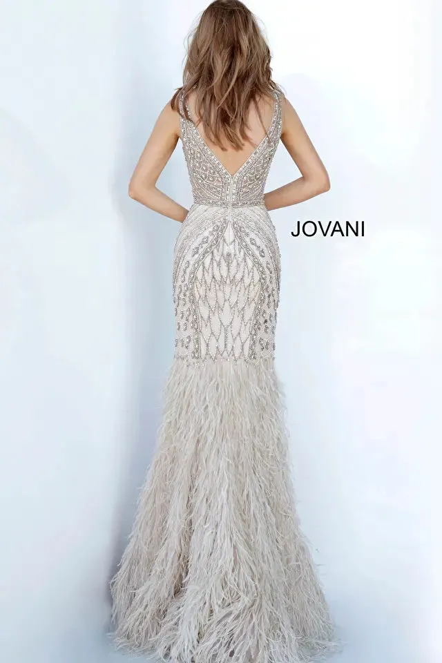 Jovani 02798 Embellished Feather Mermaid Dress - Special Occasion/Curves