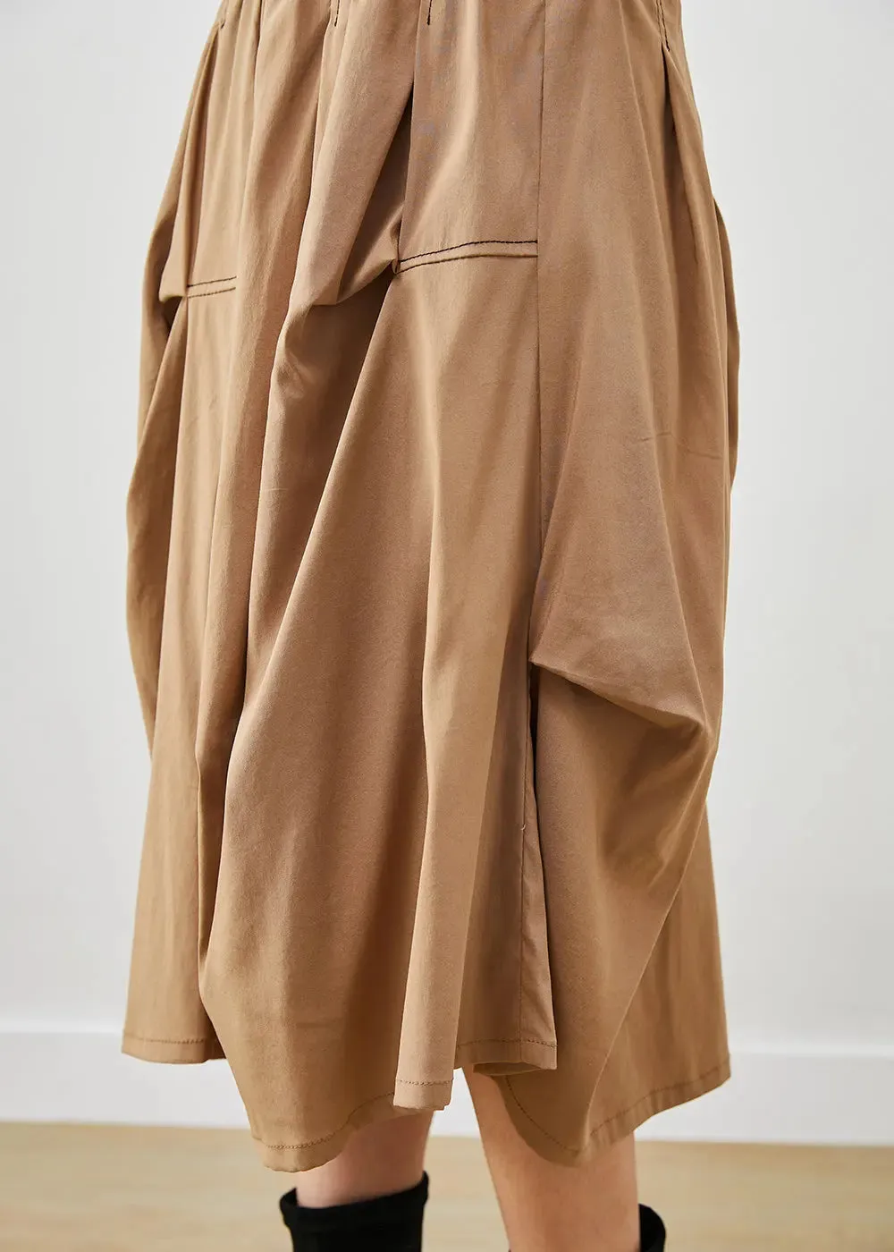 Khaki Asymmetrical Cotton Skirt Fall